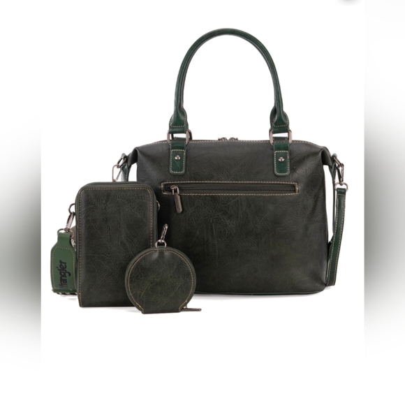 Wrangler 3Pcs Sage Green Doctor Bag Sets for Women Top-Handle Phone& Coin Wallet - Picture 6 of 7